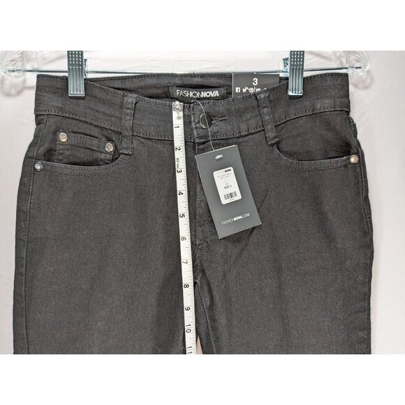 Fashion Nova All The Booty Ripped Skinny Jeans Black Womens 3 Distressed NWT - Picture 4 of 9